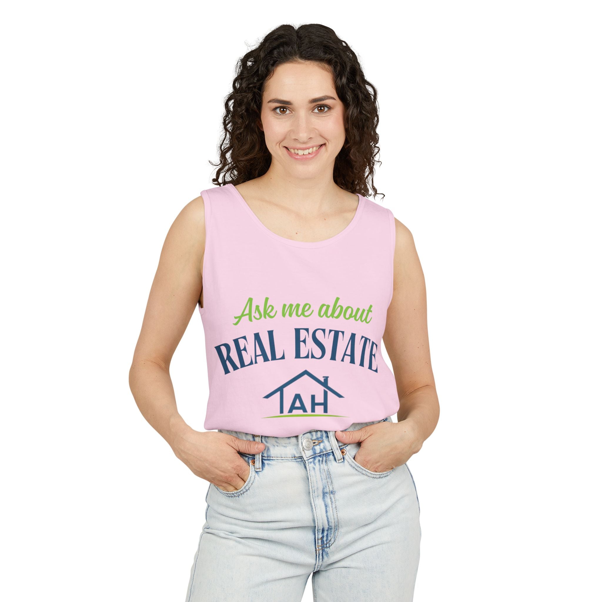 Ask Me About Real Estate Tank Top — 'TAH' QR Realtor Marketing Tank