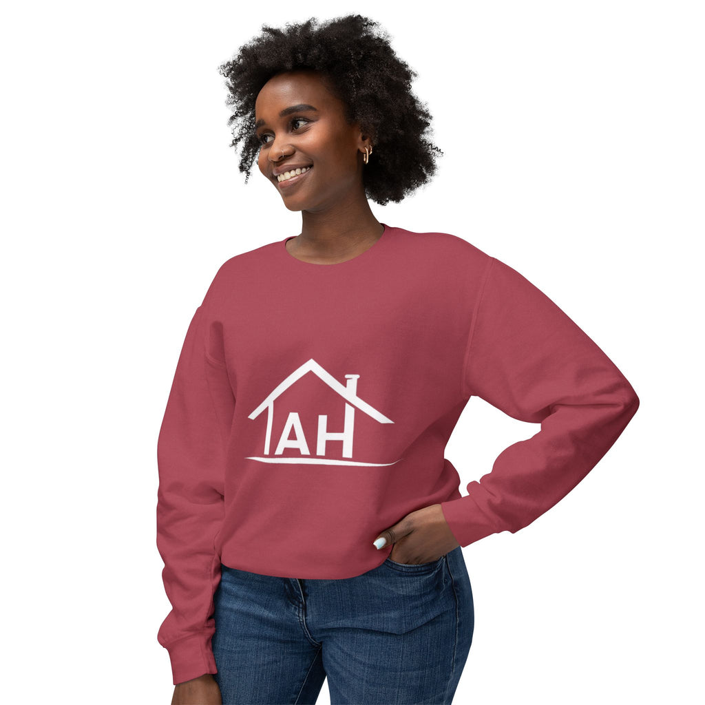 TAH- Cozy Unisex Lightweight Crewneck Sweatshirt- WHITE LOGO