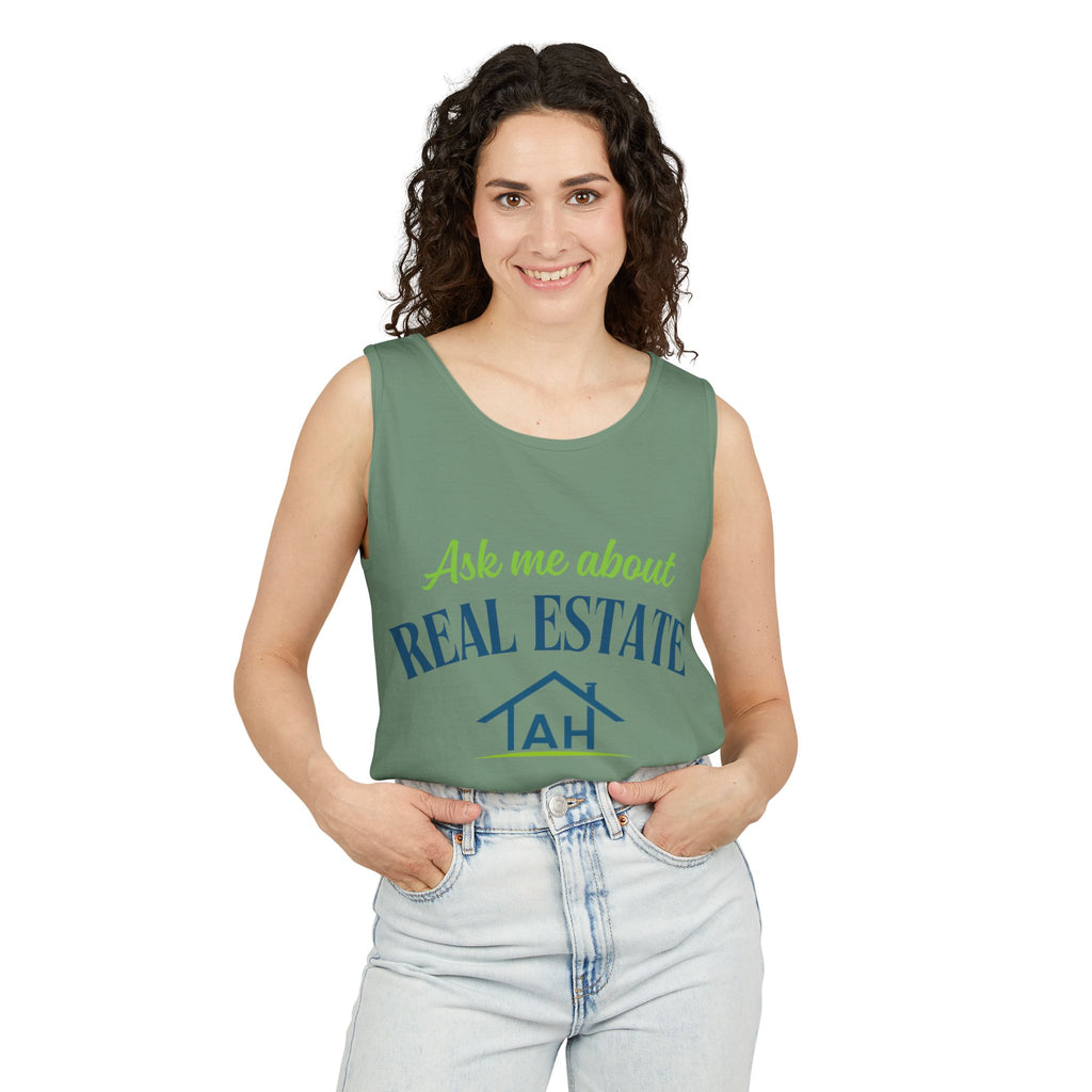 Ask Me About Real Estate Tank Top — 'TAH' QR Realtor Marketing Tank