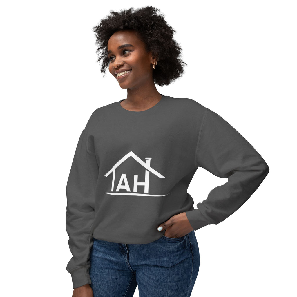 TAH- Cozy Unisex Lightweight Crewneck Sweatshirt- WHITE LOGO