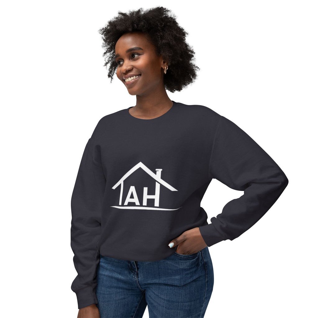 TAH- Cozy Unisex Lightweight Crewneck Sweatshirt- WHITE LOGO