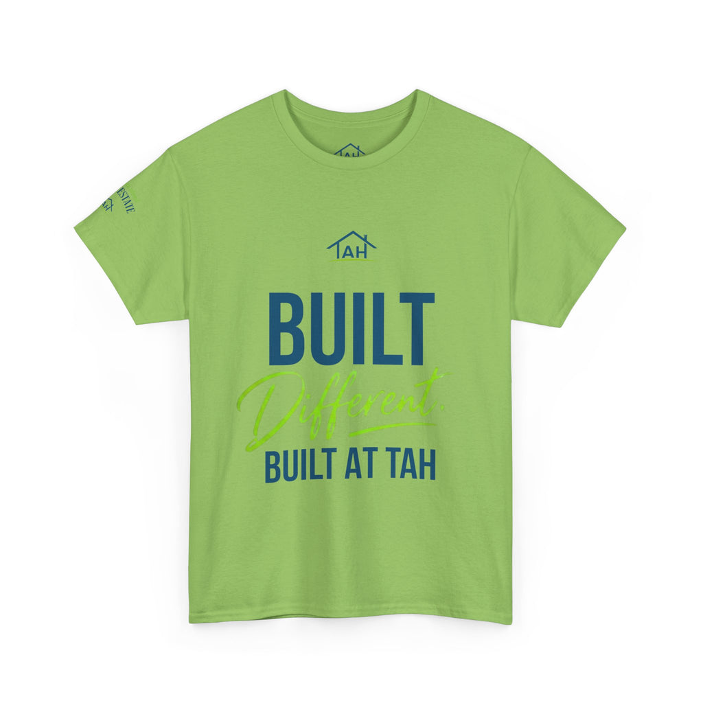 Built Different | Built At TAH  T-Shirt | Built at TAH, QR Code Back