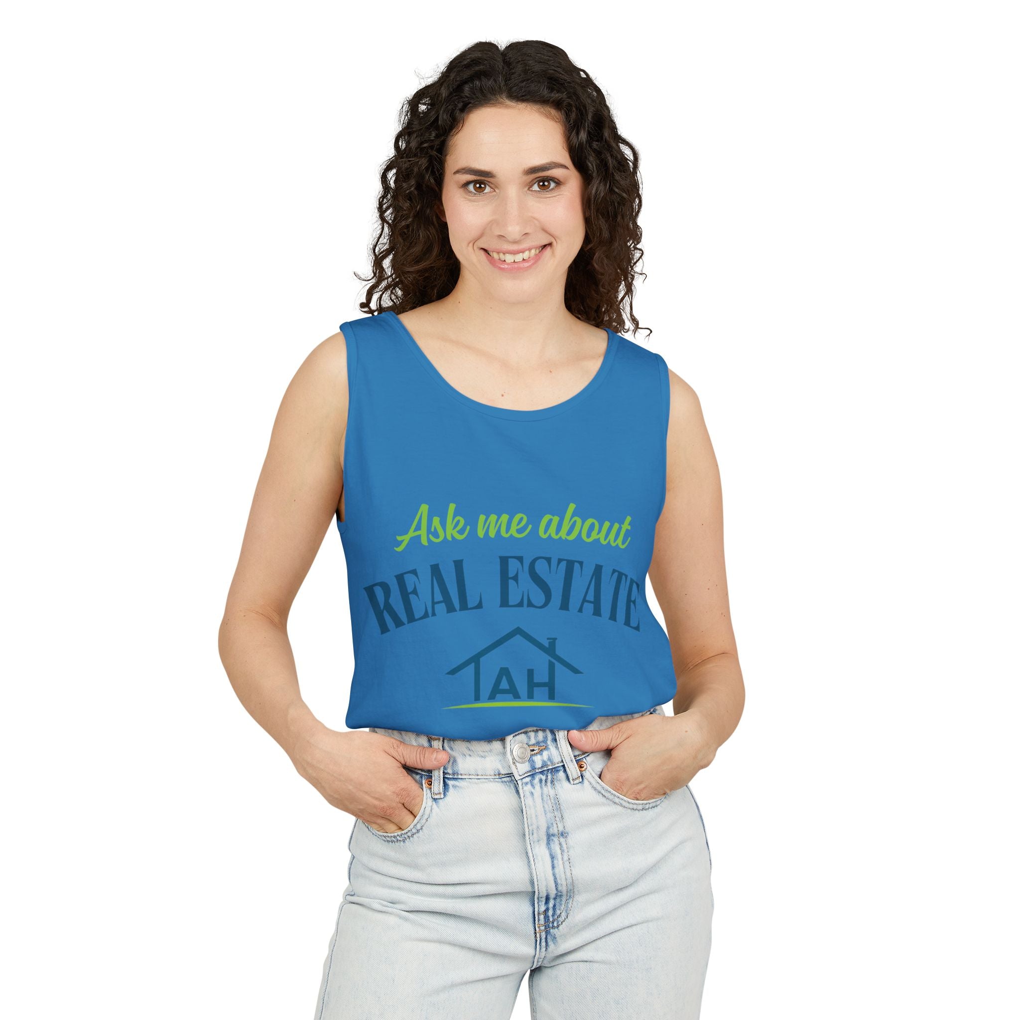 Ask Me About Real Estate Tank Top — 'TAH' QR Realtor Marketing Tank
