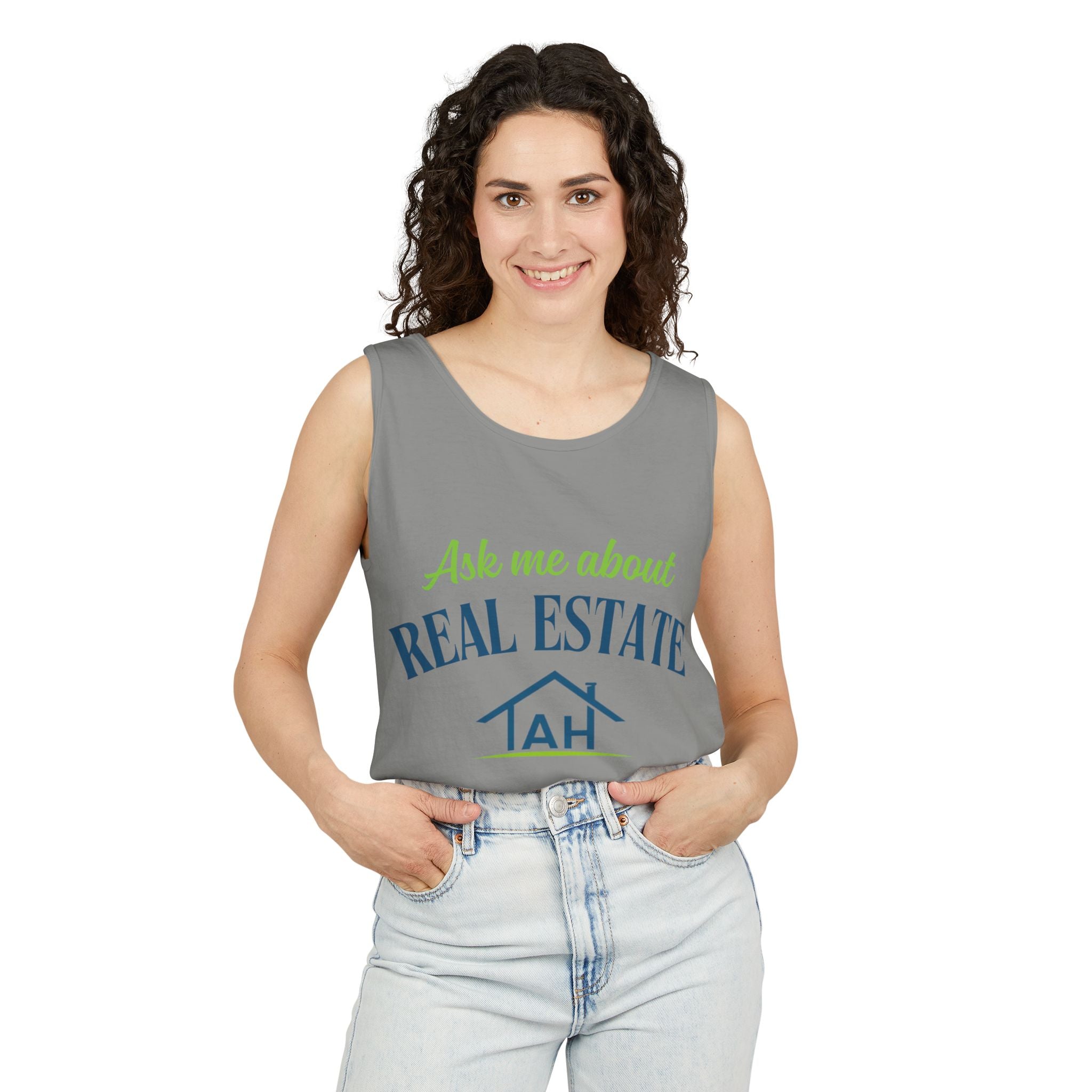 Ask Me About Real Estate Tank Top — 'TAH' QR Realtor Marketing Tank