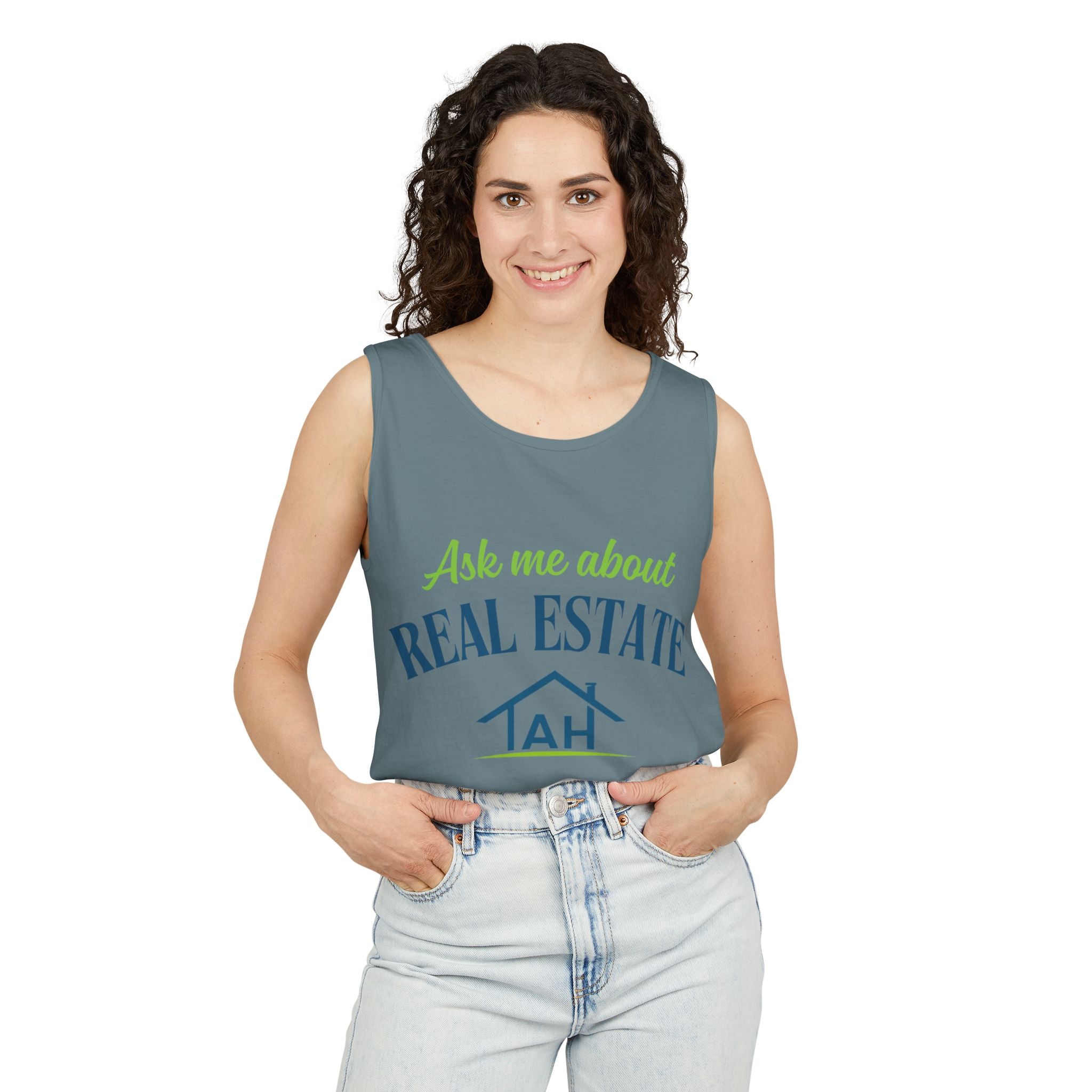 Ask Me About Real Estate Tank Top — 'TAH' QR Realtor Marketing Tank