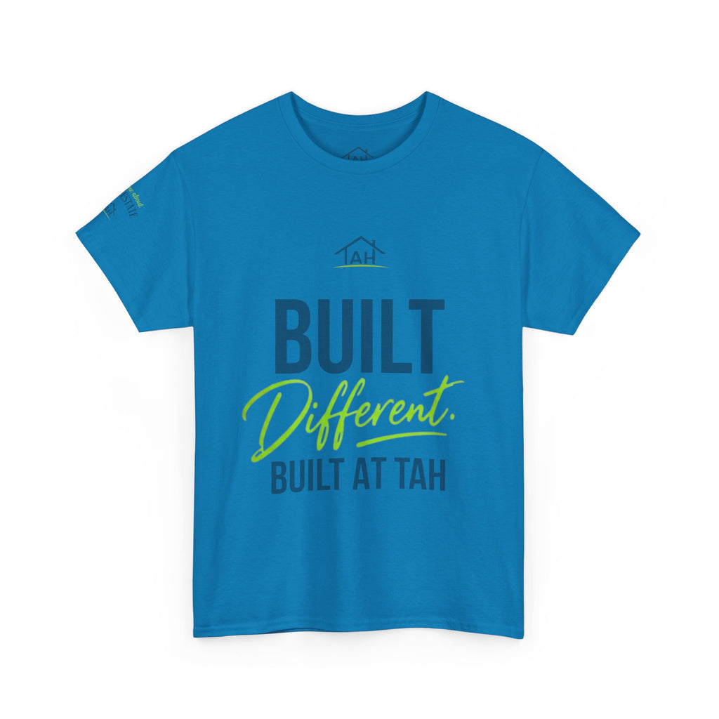 Built Different | Built At TAH  T-Shirt | Built at TAH, QR Code Back