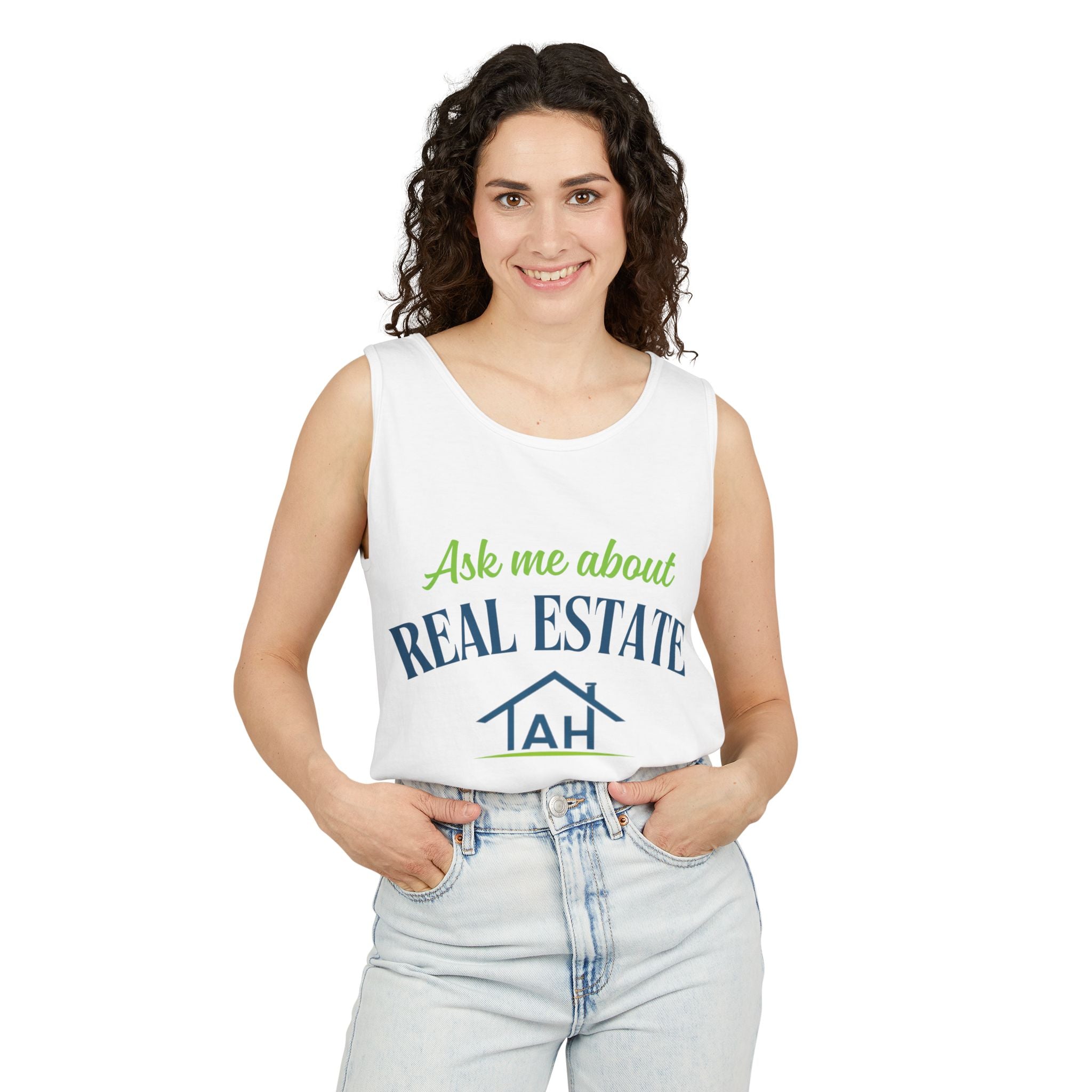 Ask Me About Real Estate Tank Top — 'TAH' QR Realtor Marketing Tank