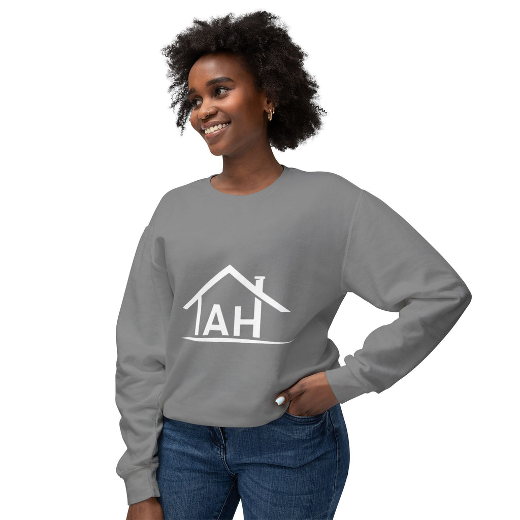 TAH- Cozy Unisex Lightweight Crewneck Sweatshirt- WHITE LOGO
