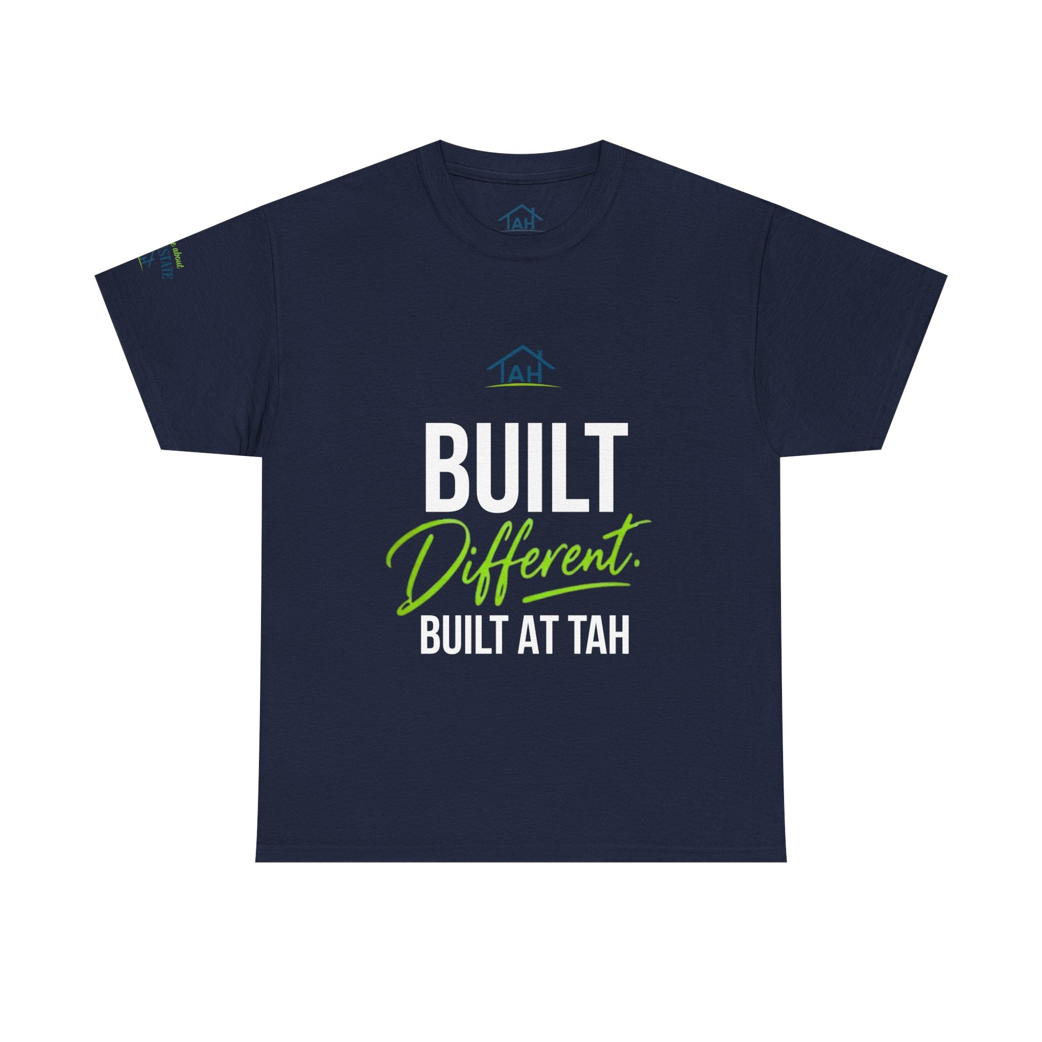 Built Different | Built At TAH  T-Shirt | Built at TAH, QR Code Back