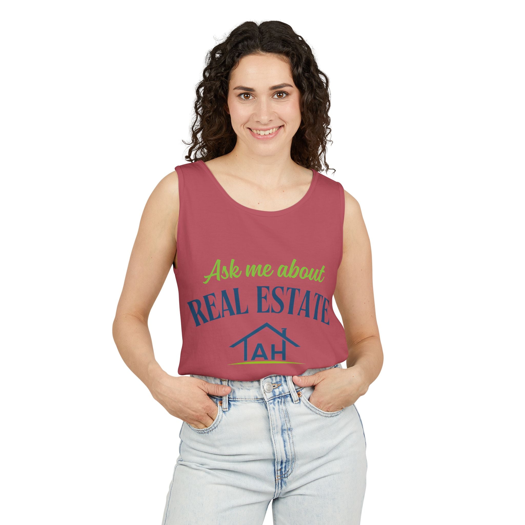 Ask Me About Real Estate Tank Top — 'TAH' QR Realtor Marketing Tank